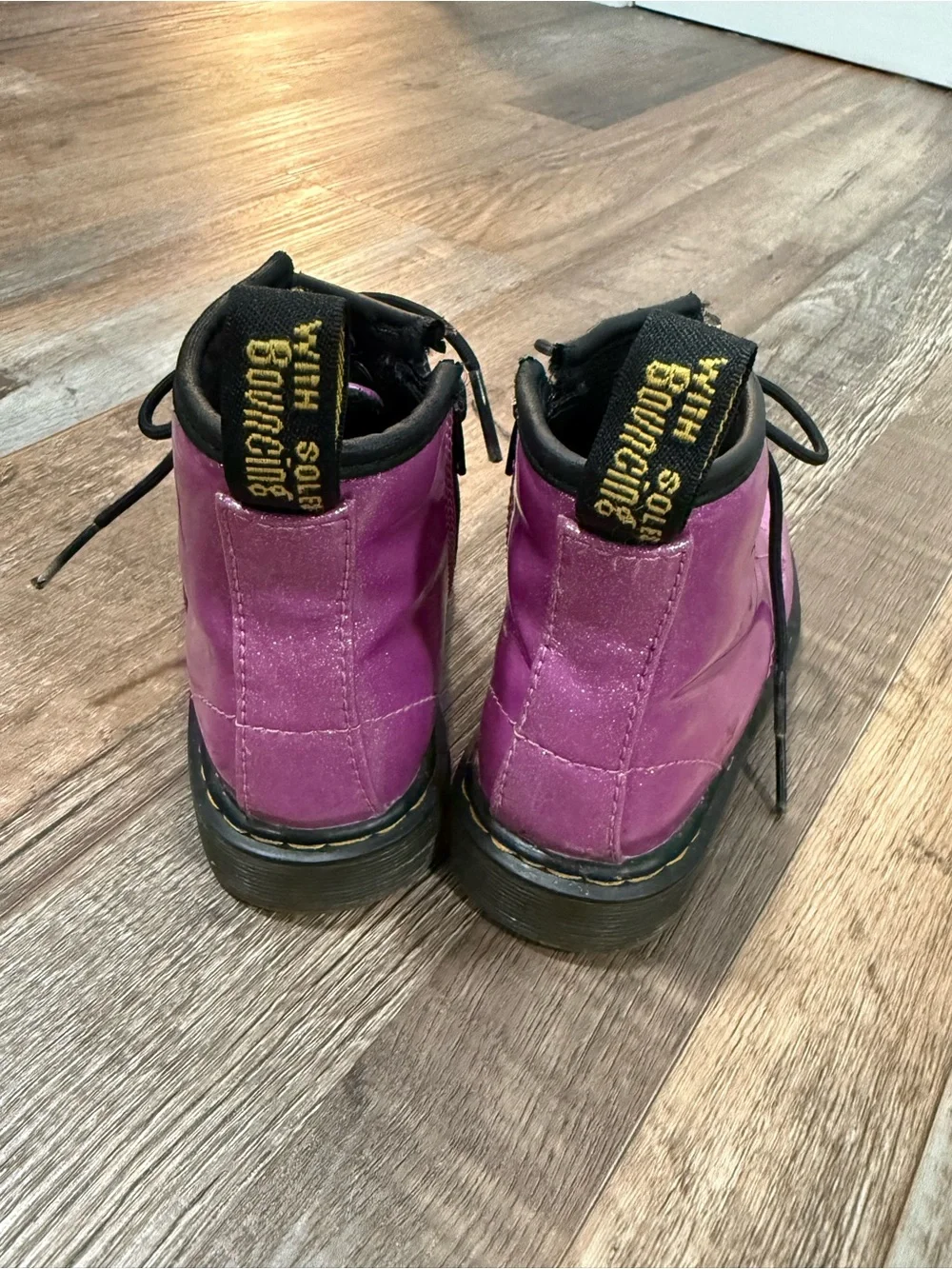 Dr. Martens 1460 Glitter T Pink Lace Up Boots Toddler Size 9 US